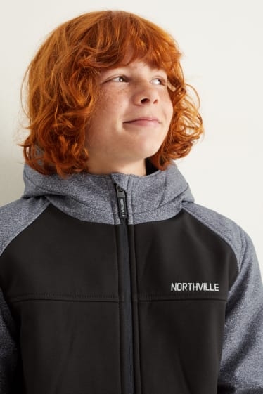 Niños: niños - Chaqueta softshell con capucha - negro