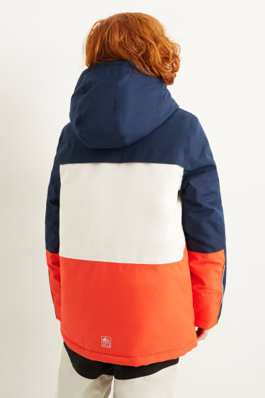 Enfants - Veste de ski à capuche - orange / bleu