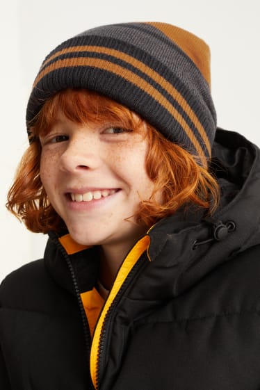 Kinder Jungen - Ski-Mütze - grau / gelb