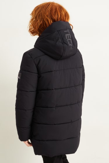 Kinder - Steppjacke mit Kapuze - schwarz