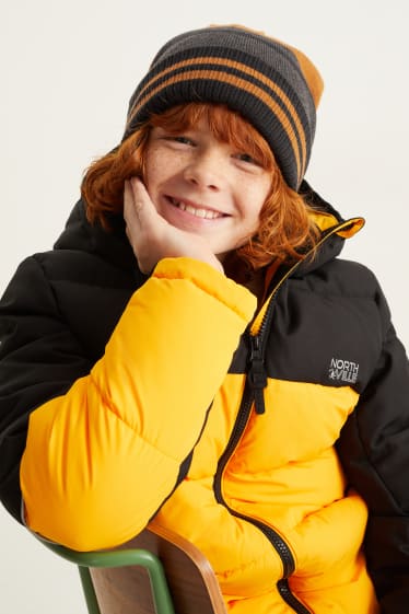 Kinder Jungen - Ski-Mütze - grau / gelb
