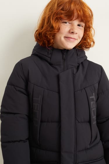 Children - Quilted jacket with hood - black