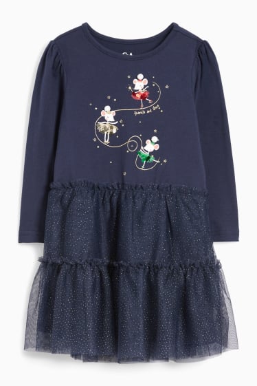 Kinder Mädchen - Weihnachts-Kleid - dunkelblau
