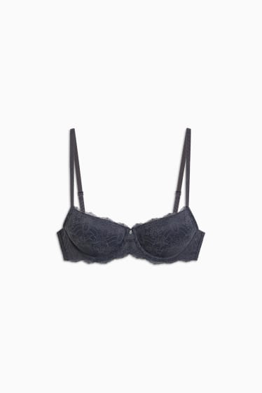 Femmes - Soutien-gorge à armature - DEMI - ampliforme - gris foncé