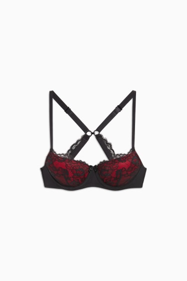 Femmes - Soutien-gorge avec armatures - DEMI - ampliforme - rouge foncé