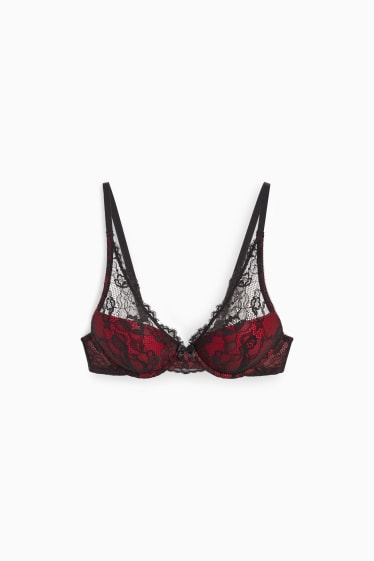 Donna - Reggiseno con ferretti - DEMI - imbottito - rosso scuro