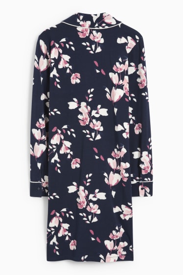 Femmes - Chemise de nuit - à fleurs - bleu foncé