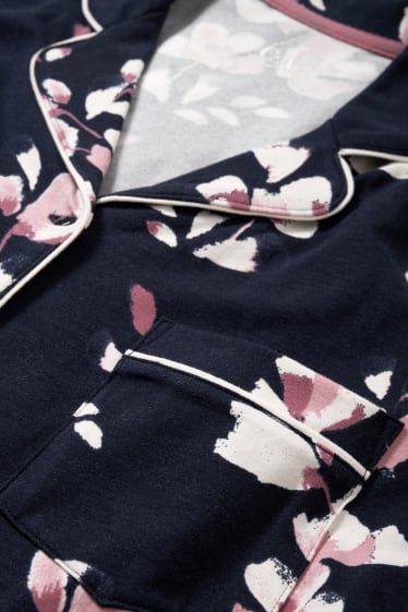 Femmes - Chemise de nuit - à fleurs - bleu foncé