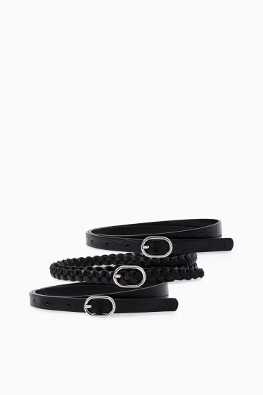 Femmes - Lot de 3 - ceinture - synthétique - noir