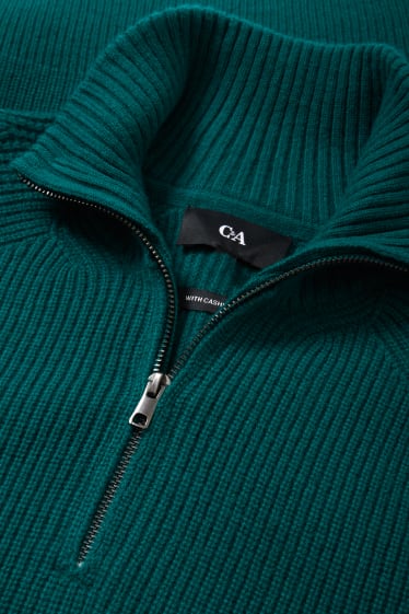 Hommes - Pull avec teneur en cachemire - laine mélangée - vert