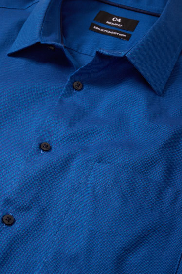 Uomo - Camicia Oxford - regular fit - collo all'italiana - facile da stirare - blu