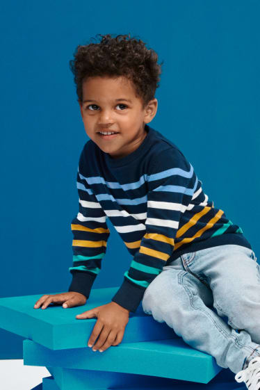 Kinder Jungen - Pullover - gestreift - dunkelblau