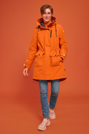 Women - Outdoor jacket with hood - orange