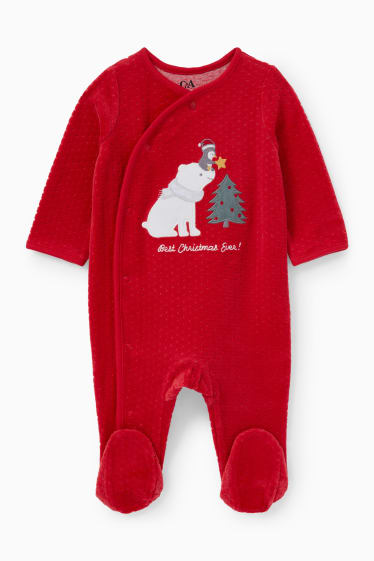 Babys - IJsbeer - babypyjama voor kerst - rood