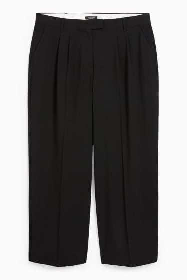 Damen - Stoffhose - Mid Waist - Wide Leg - schwarz