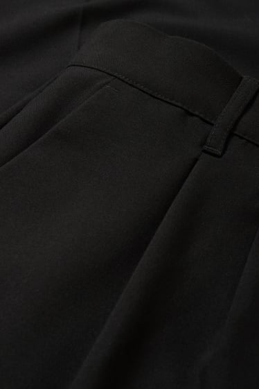 Damen - Stoffhose - Mid Waist - Wide Leg - schwarz