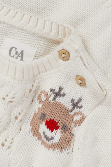 Bébés filles - Pullover de Noël pour bébé - Rudolf - blanc crème