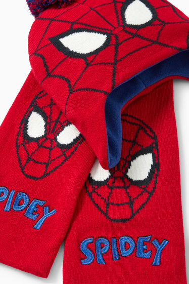 Kinder Jungen - Spider-Man - Set - Mütze und Schal - 2 teilig - rot / blau