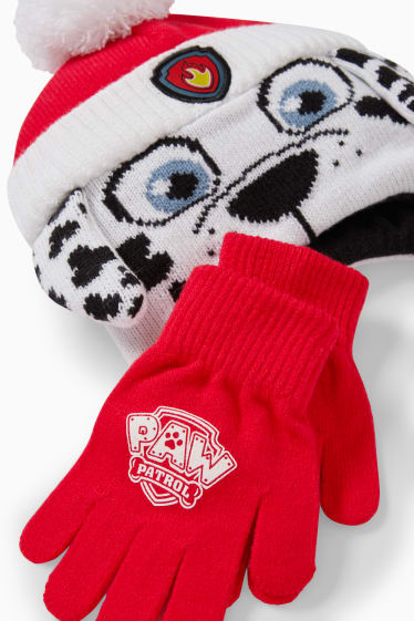 Kinder Jungen - PAW Patrol - Set - Mütze und Handschuhe - 2 teilig - rot