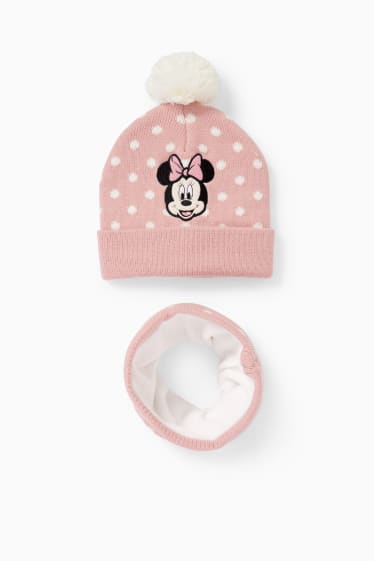 Enfants filles - Minnie Mouse - ensemble - bonnet et tour de cou - 2 pièces - rose
