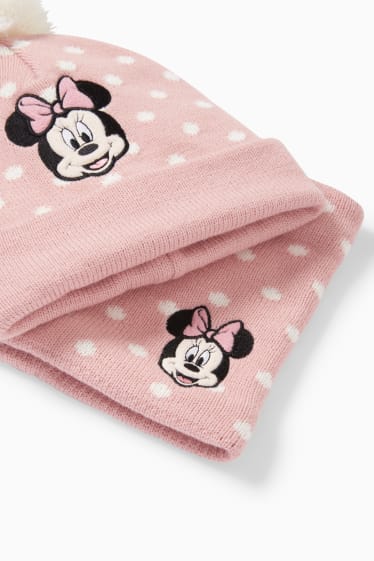 Kinder - Minnie Maus - Set - Mütze und Loop Schal - 2 teilig - rosa