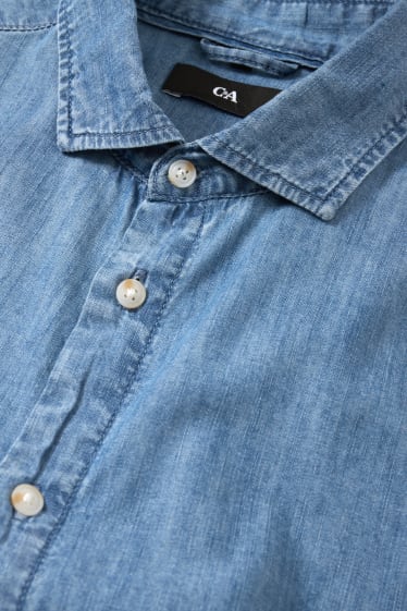 Home - Camisa texana - regular fit - cutaway - texà blau clar