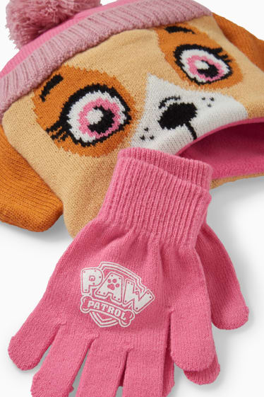 Niños - La Patrulla Canina - set - gorro y guantes - 2 piezas - fucsia