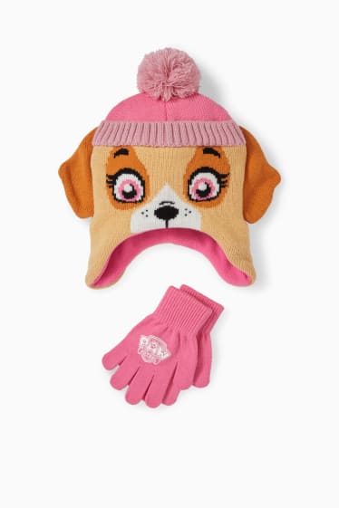 Enfants filles - Pat' Patrouille - ensemble - bonnet et gants - 2 pièces - rose