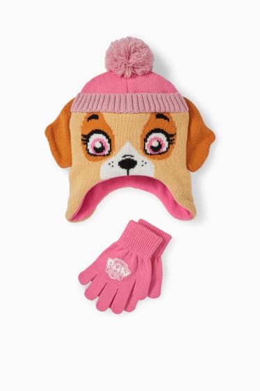 Niños - La Patrulla Canina - set - gorro y guantes - 2 piezas - fucsia