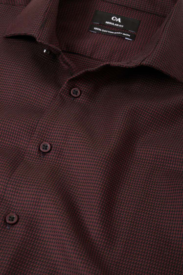 Uomo - Camicia business - regular fit - cutaway - facile da stirare - rosso scuro
