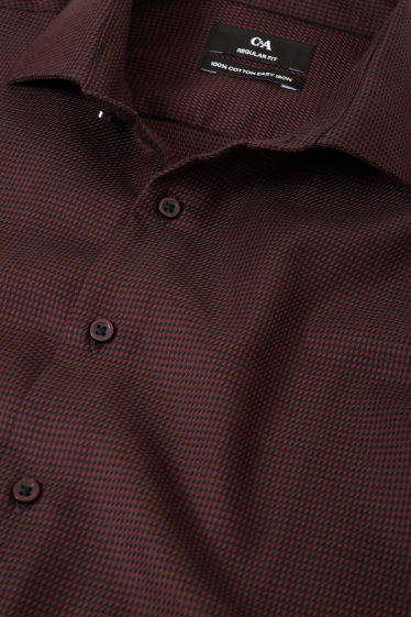 Hombre - Camisa de oficina - regular fit - cutaway - de planchado fácil - rojo oscuro