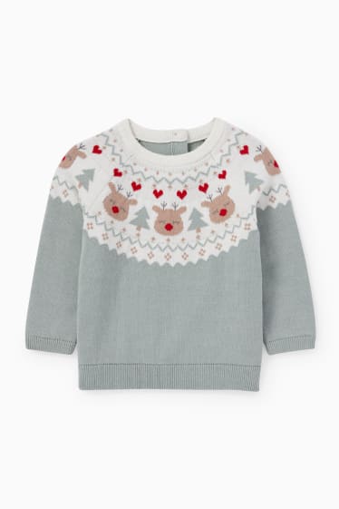 Bébés filles - Pull de Noël pour bébé - Rudolf - vert menthe