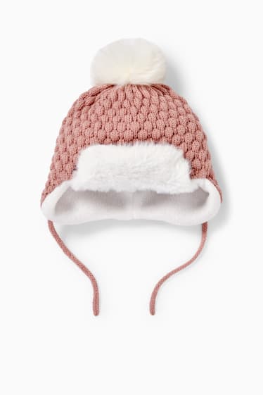 Babies - Knitted baby hat - rose