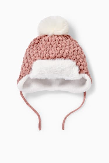 Bébés - Bonnet en maille pour bébé - rose