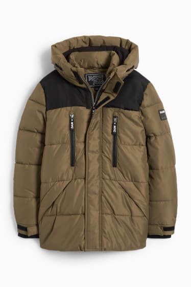 Kinder Buben - Steppjacke mit Kapuze - grün