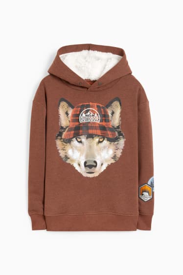 Enfants - Loup - sweat à capuche - marron