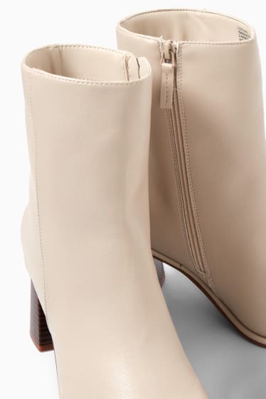 Damen - Stiefeletten - Lederimitat - hellbeige