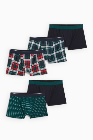 Herren - Multipack 5er - Weihnachts-Trunks - dunkelgrün