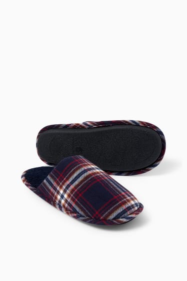 Men - Slippers - check - dark blue