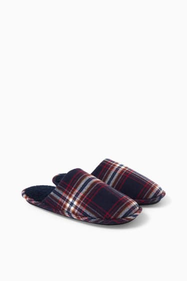 Men - Slippers - check - dark blue