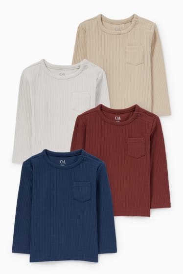 Bébés garçons - Lot de 4 - hauts à manches longues bébé - gris clair