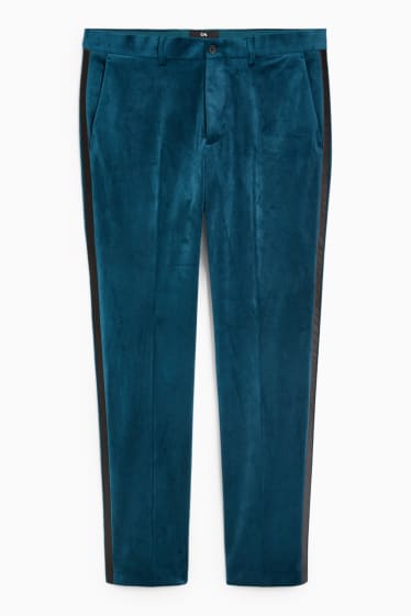 Men - Velvet trousers - slim fit - dark turquoise