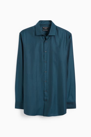 Hommes - Chemise de bureau - regular fit - col cutaway - facile à repasser - vert foncé