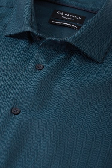 Hommes - Chemise de bureau - regular fit - col cutaway - facile à repasser - vert foncé