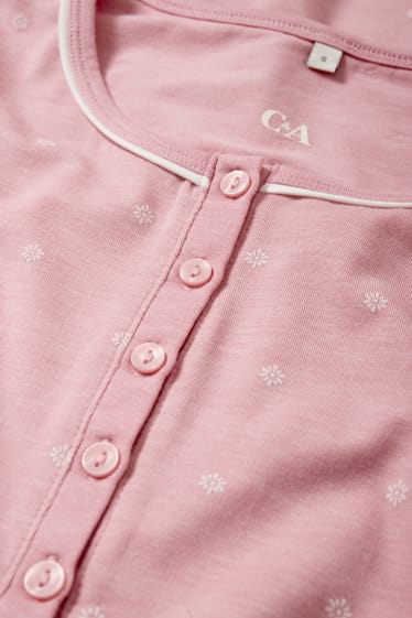 Mujer - Pijama - de flores - rosa