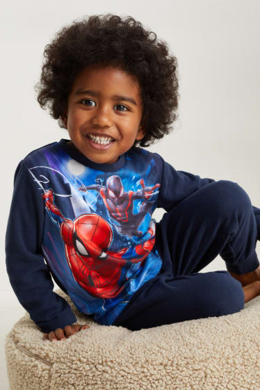 Dětské - Spider-Man - fleecové pyžamo - 2dílné - tmavomodrá