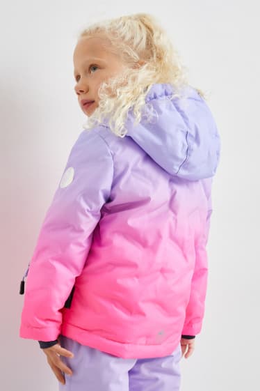 Enfants filles - Veste de ski à capuche - rose fluo