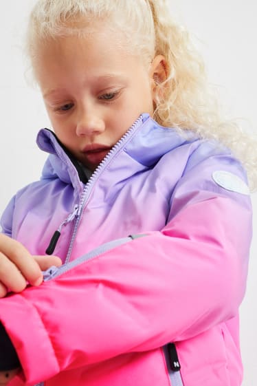 Enfants filles - Veste de ski à capuche - rose fluo