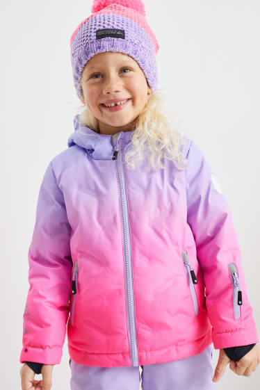 Enfants - Veste de ski à capuche - rose fluo