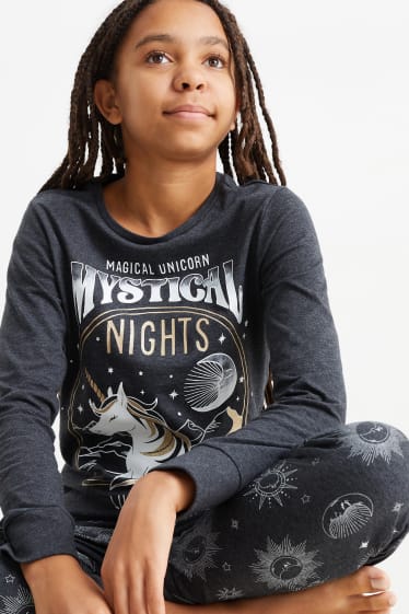 Kinderen: meisjes - Set van 2 - pyjama - 4-delig - grijs